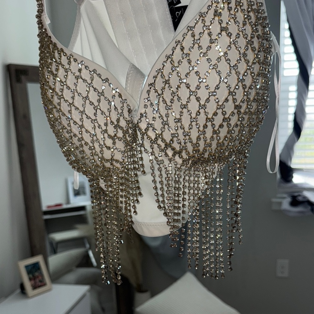 Windsor Silver Rhinestone Crop Top - Picture 9 of 13
